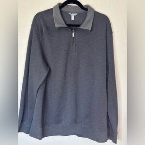 Van Heusen Charcoal Gray  Quarter-Zip Long Sleeve Cotton Blend Sweater Sz XL